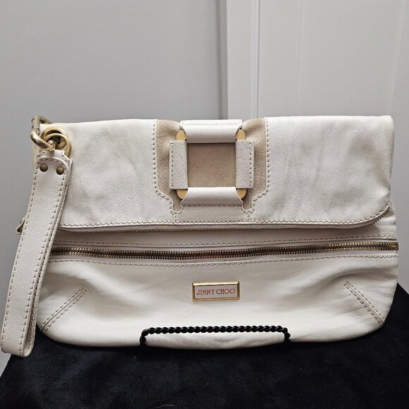 Jimmy Choo White Clutch with Gold Accents - Picture 1 of 16